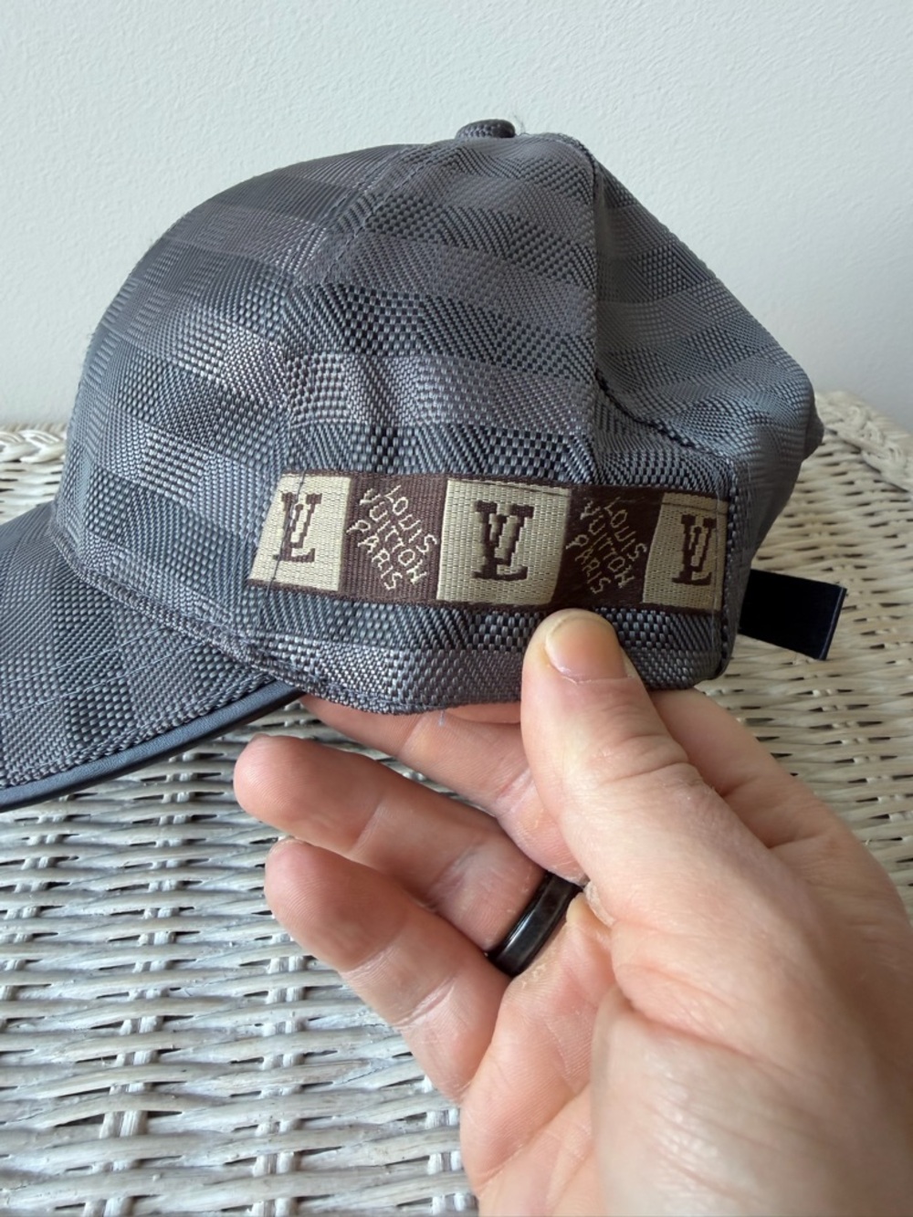 Louis Vuitton Brown and Gray Checkered Baseball Cap